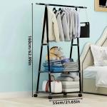 Вешалка гардеробная напольная на колесах с полкой ПЕРФЕКТХАУС, цвет черный, нагрузка 15кг и 5кг на полку, 55*42*160см