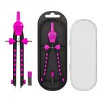 Готовальня ErichKrause Accent, (металлический циркуль и сменный грифель), пенал, розовый