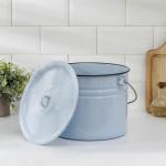 Ведро эмалированное 9 л, цельнотянутое, с крышкой, светло-голубое