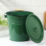 Ведро эмалированное, 12 л, с крышкой, зелёное