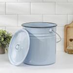 Ведро эмалированное, 12 л, цельнотянутое, с крышкой, голубое