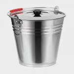 Ведро, 10 л, d=30 см, с крышкой, AISI 201 сталь