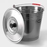 Ведро, 12 л, d=32 см, с крышкой, AISI 201 сталь