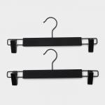 Вешалки для брюк и юбок LaDо?m, 32.5?13 см, 2 шт., с зажимами, пластик софт тач, чёрные