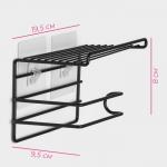 Держатель для туалетной бумаги Доляна, с полочкой, 19.5?9.5?8 см, чёрный