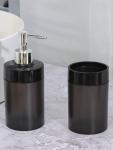 Аксессуары для ванной BARONESS Limpia, 3 предмета, стакан для зубных щёток, дозатор, мыльница, чёрные