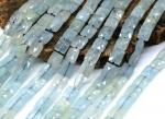 Аквамарин камень прямоугольник с гранями 8*10мм, 37,5см, 37 бусин