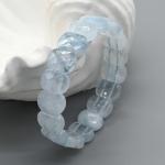 Браслет граненый 14*10мм из кварца цв.аквамарин