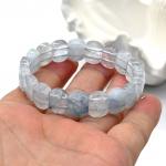 Браслет граненый 14*10мм из кварца цв.аквамарин