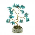 Дерево счастья из бирюзы искуственной на змеевике 35*35*80мм