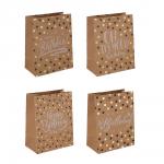 LADECOR Пакет подарочный, бумажный, крафт с фольг.слоем, М 18x23x10 см, 4 дизайна, С Днем Рождения
