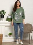 Блуза Цветочная рапсодия (зеленая) Б15312-18М