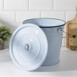 Ведро эмалированное «Клубника садовая», 12 л, с крышкой, цвет белый