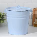 Ведро эмалированное, 12 л, с крышкой, голубое