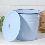 Ведро эмалированное, 12 л, с крышкой, голубое