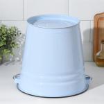 Ведро эмалированное, 12 л, с крышкой, голубое