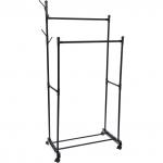 Вешалка гардеробная напольная на колёсах двойная ПЕРФЕКТХАУС, цвет черный, нагрузка до 25 кг, 152*45*75см