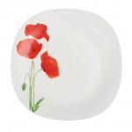 MILLIMI Маки Тарелка десертная, опаловое стекло, 28см, квадратная форма