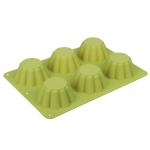 VETTA Форма силиконовая 6 ячеек, для кексов, гофрированная, 25.5x18x3.5см, 3 цвета