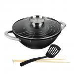 SATOSHI Казан чугун,30см,4,4л,антипр.покр,решетка,стекл.крыш,нейлон.лопатка,бамб.палочки,индукция