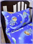 Детское постельное белье бязь Космолетики вид 2 синие