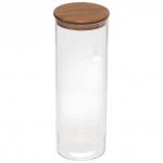 Банка для продуктов стеклянная 1800мл "Хай-Тек" с бамбуковой крышкой 10*28см