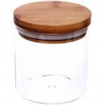 Банка для продуктов стеклянная 500мл "Хай-Тек" с бамбуковой крышкой 10*9,5см