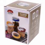 Банка для продуктов стеклянная 700мл "Хай-Тек" с бамбуковой крышкой 11*12,5см