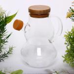 Бутылка стеклянная для специй 450 мл Хай-Тек с бамбуковой крышкой