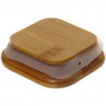 Банка для продуктов стеклянная 250мл "Хай-Тек" с бамбуковой крышкой, квадратная 6*10см