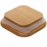 Банка для продуктов стеклянная 400мл "Хай-Тек" с бамбуковой крышкой, квадратная 6*15см