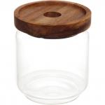 Банка для продуктов стеклянная 500мл "Хай-Тек" с крышкой из акации 9*10см