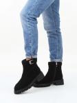01-A51-4B BLACK Ботинки демисезонные женские (натуральная замша, байка)