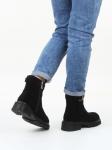 01-A51-4B BLACK Ботинки демисезонные женские (натуральная замша, байка)