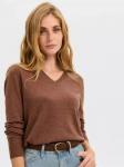IC Джемпер женский V-вырез, 5% WS, 20% VI, 30% PC, 45% NY, цвет коричневый