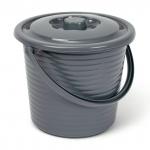 Ведро пищевое с крышкой рифленое RUNIS 7 л, пластик, графит