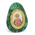 Икона из малахита яйцо "Пантелеймон" 80*30*110мм