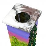 Ваза из мрамора 270мм с рисунком из камня "Летний пейзаж"