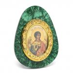 Икона из малахита яйцо "Ангел Хранитель" 80*30*110мм