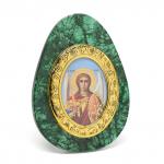 Икона из малахита яйцо "Архангел Михаил" 80*30*110мм