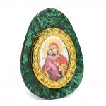 Икона из малахита яйцо "Богородица" 80*30*110мм