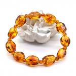 Браслет из янтаря галтовка 10*13мм цвет коньячный, 18см