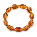 Браслет из янтаря галтовка 10*13мм цвет коньячный, 18см
