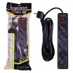 1-2.SALE сетевой фильтр ПВС 3х0.75 5роз. 5м 10А ЧЕРНЫЙ, земля, выкл. E1M 901420