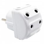 AY-KA (АЙКА) разветвитель (тройник) 5роз. 10A 250В плоская вилка белый (Турция) 7714300