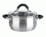 Кастрюля нерж сталь с крышкой Шелборн 2,2л, стенки 0,6мм, индукция TR-11044 Taller