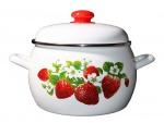 Кастрюля эмаль Клубника 3,5л, сферическая ЭТ-72689 Эстет
