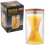 Банка д/сыпучих продуктов Mallony BAMBU, 0,6л, с крышкой, стекло 4450