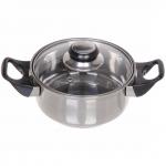 Кастрюля из нержавеющей стали "Домашняя классика" 1л со стеклянной крышкой 16*7см