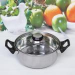Кастрюля из нержавеющей стали "Домашняя классика" 1,3л со стеклянной крышкой 18*8см